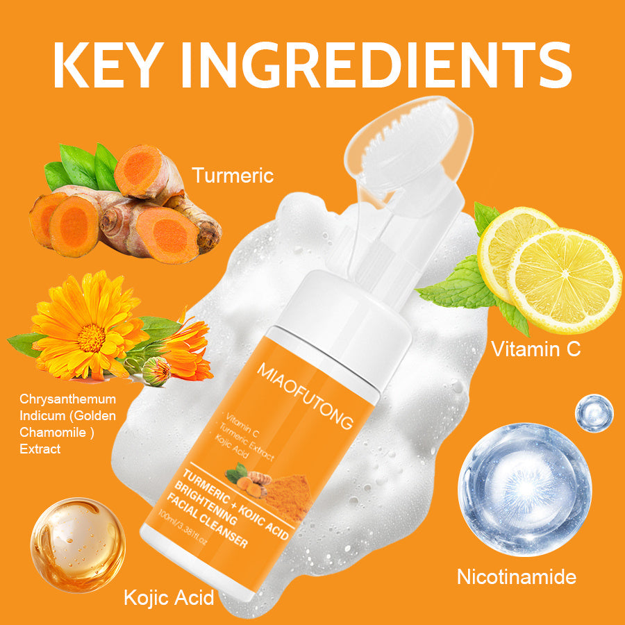 Clear Turmeric Cleansing Mousse Facial Brightening Cleanser Turmeric Facial Cleanser Natural Exfoliating Renewal Serum