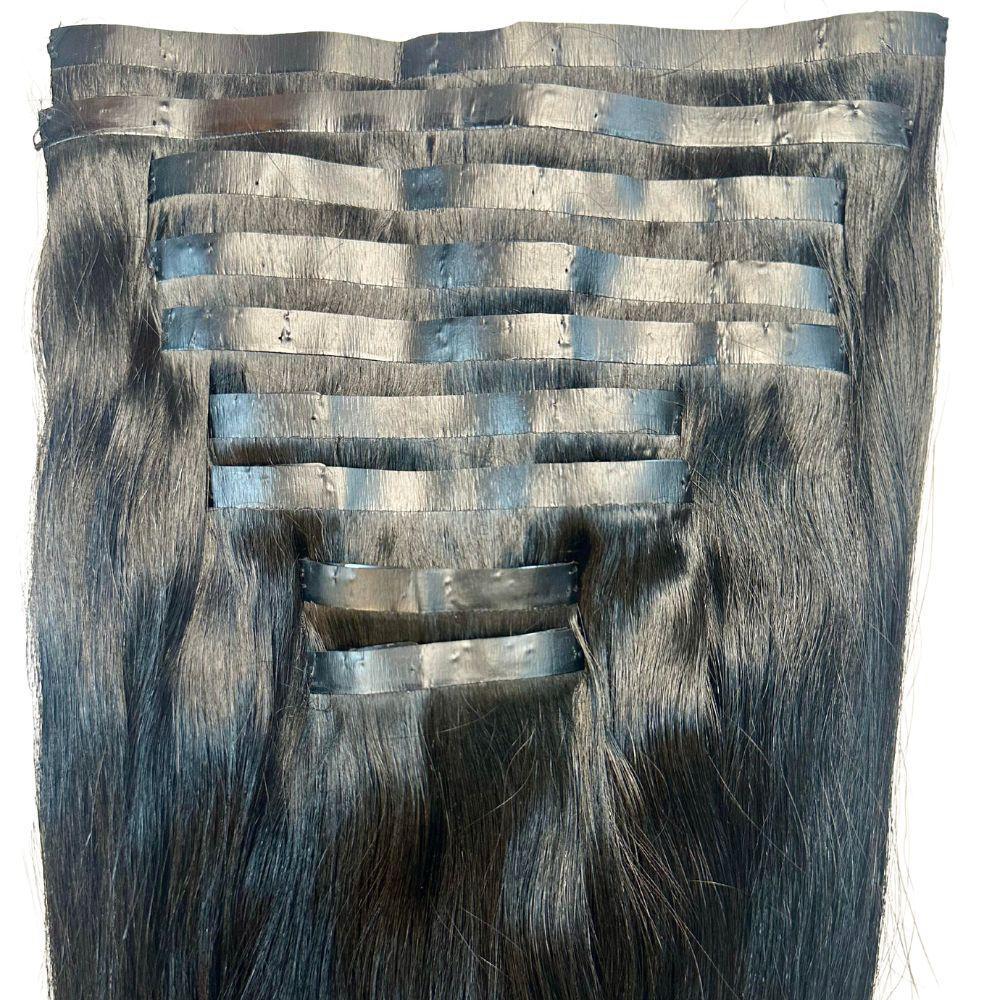 Seamless Clip-In Hair Extensions Jet Black – 100% Human Hair, Invisible & Lightweight