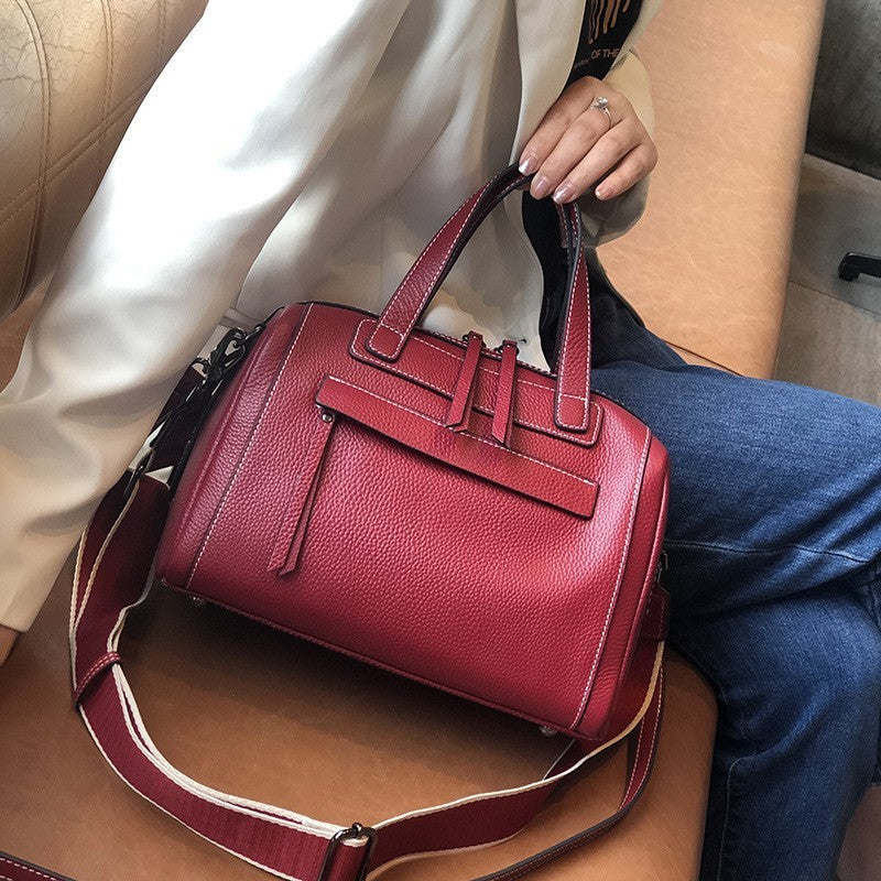 Elegant Boston Lychee Pattern Shoulder Messenger Bag